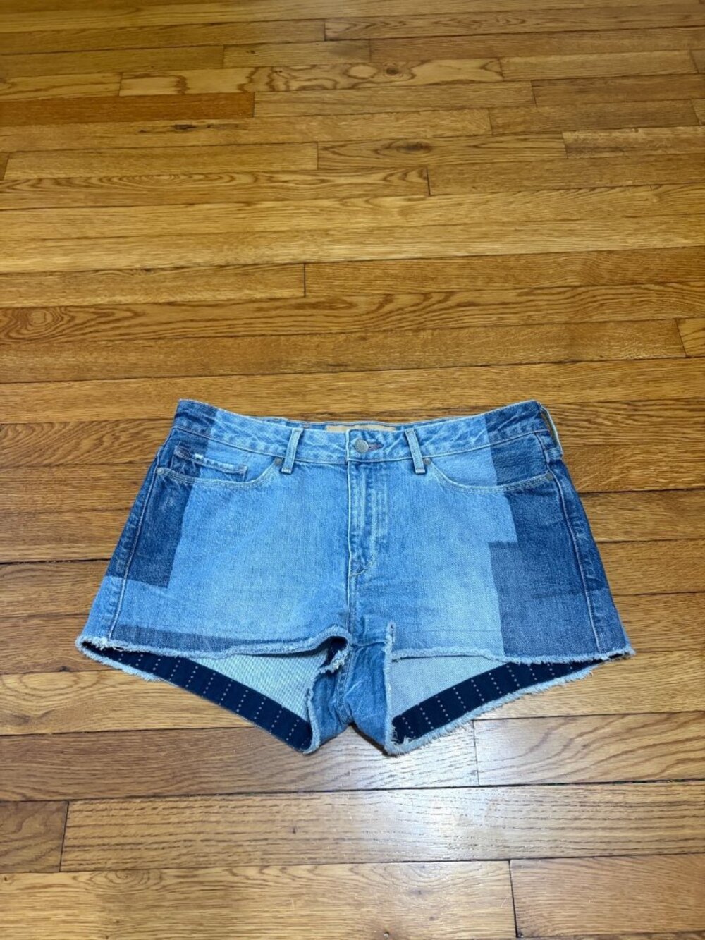 Levi’s Made Crafted Women's Denim Jean Empire Shorts Size 32 Blue Patchwork